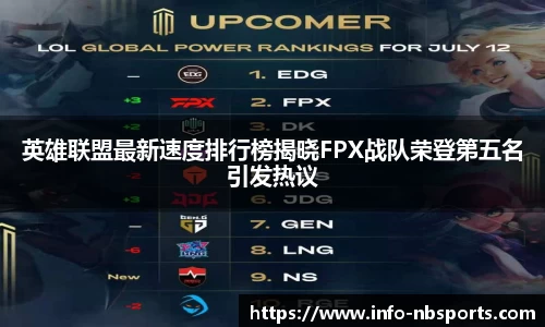 英雄联盟最新速度排行榜揭晓FPX战队荣登第五名引发热议